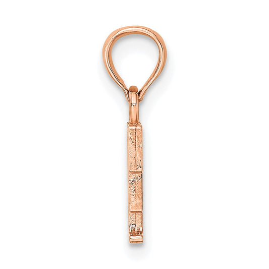 14K Rose Gold Polished Block Letter F Initial Pendant