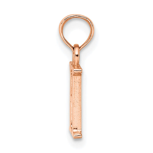 14K Rose Gold Polished Block Letter H Initial Pendant
