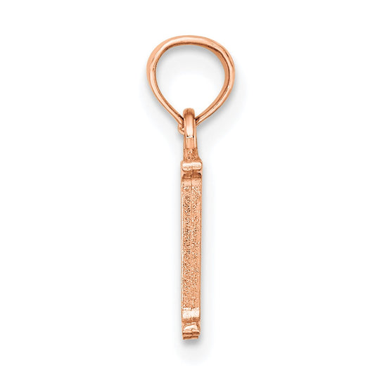 14K Rose Gold Polished Block Letter M Initial Pendant