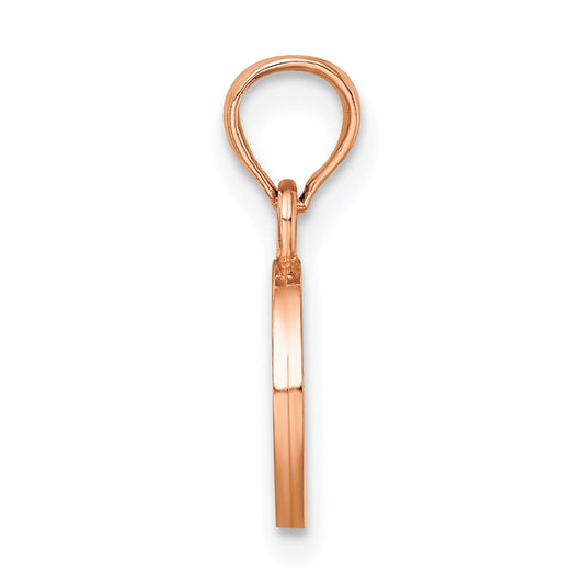 14K Rose Gold Polished Block Letter O Initial Pendant