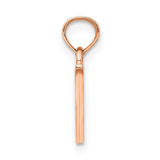 14K Rose Gold Polished Block Letter V Initial Pendant