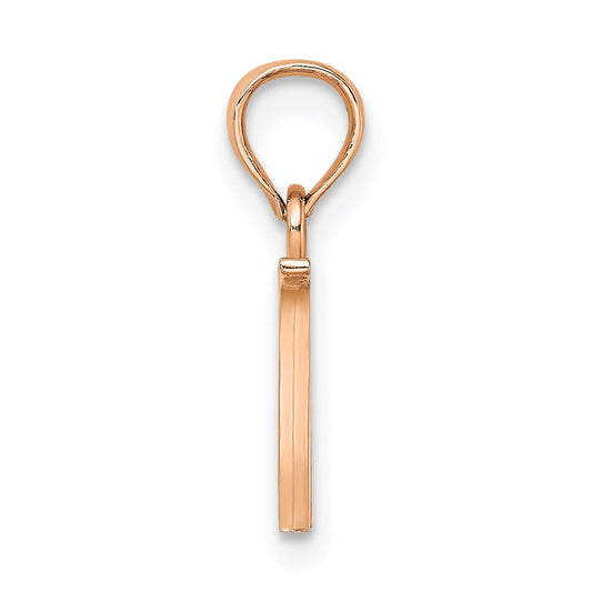 14K Rose Gold Polished Block Letter W Initial Pendant