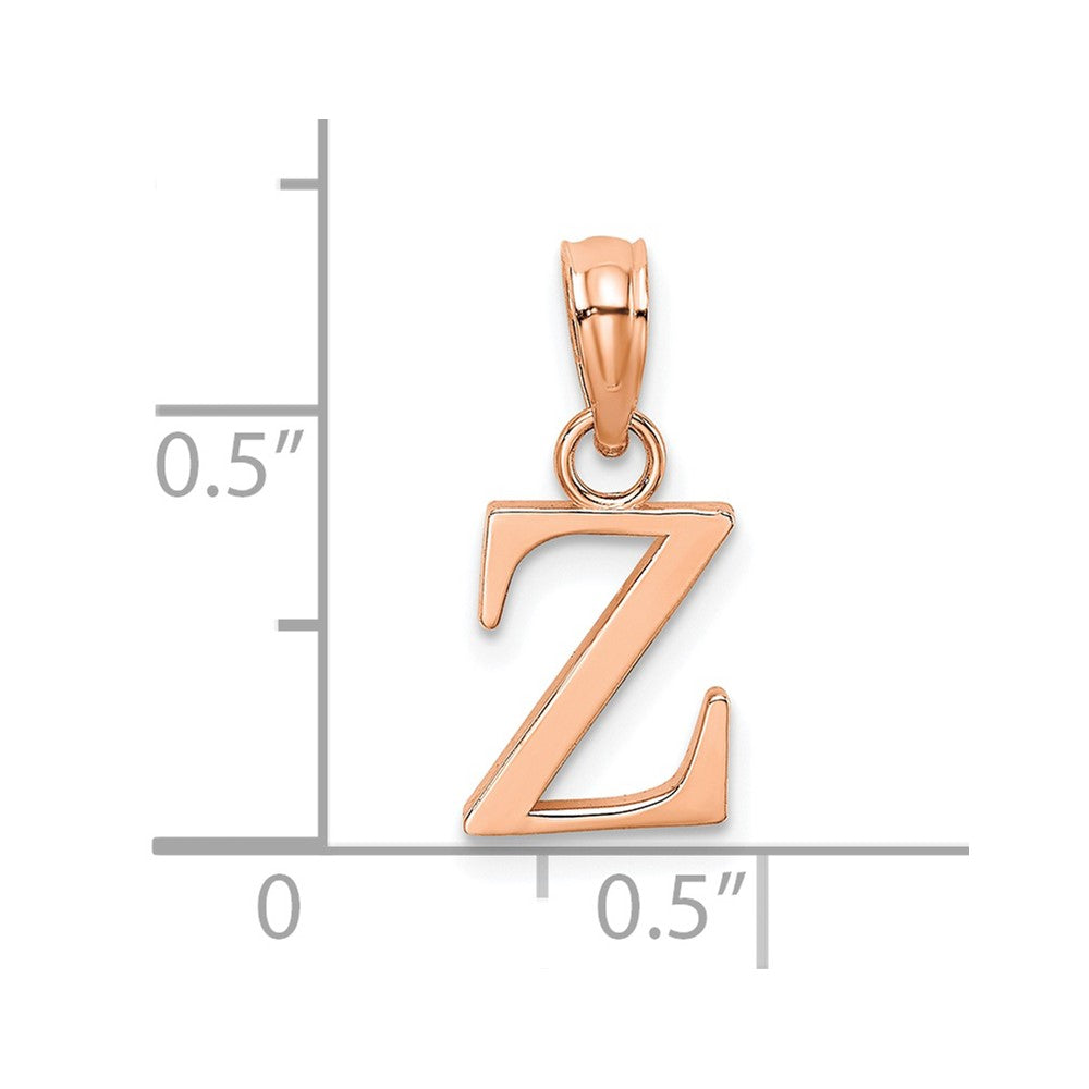 14K Rose Gold Polished Block Letter Z Initial Pendant
