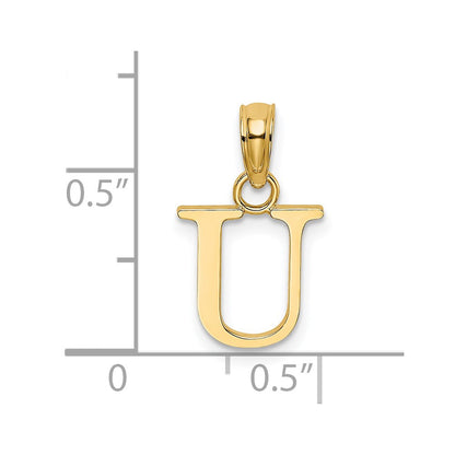 14K Polished Block Letter U Initial Pendant