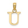 14K Polished Block Letter U Initial Pendant