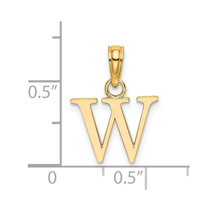 14K Polished Block Letter W Initial Pendant