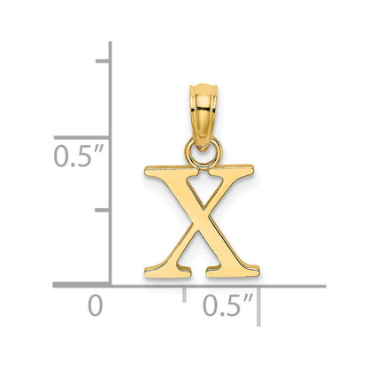 14K Polished Block Letter X Initial Pendant