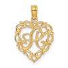 14KY Heart Script Letter A Initial Charm