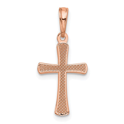 10K Rose Gold Polished Beveled Cross with Rounded Tips Charm