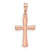 10K Rose Gold Polished Beveled Cross with Rounded Tips Charm