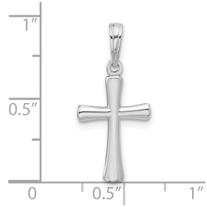 10K White Gold Polished Beveled Cross with Rounded Tips Charm
