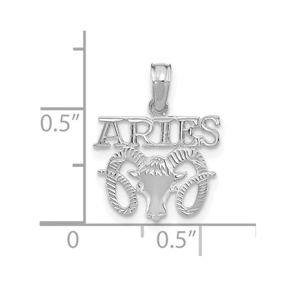 14k White Gold ARIES Zodiac Charm