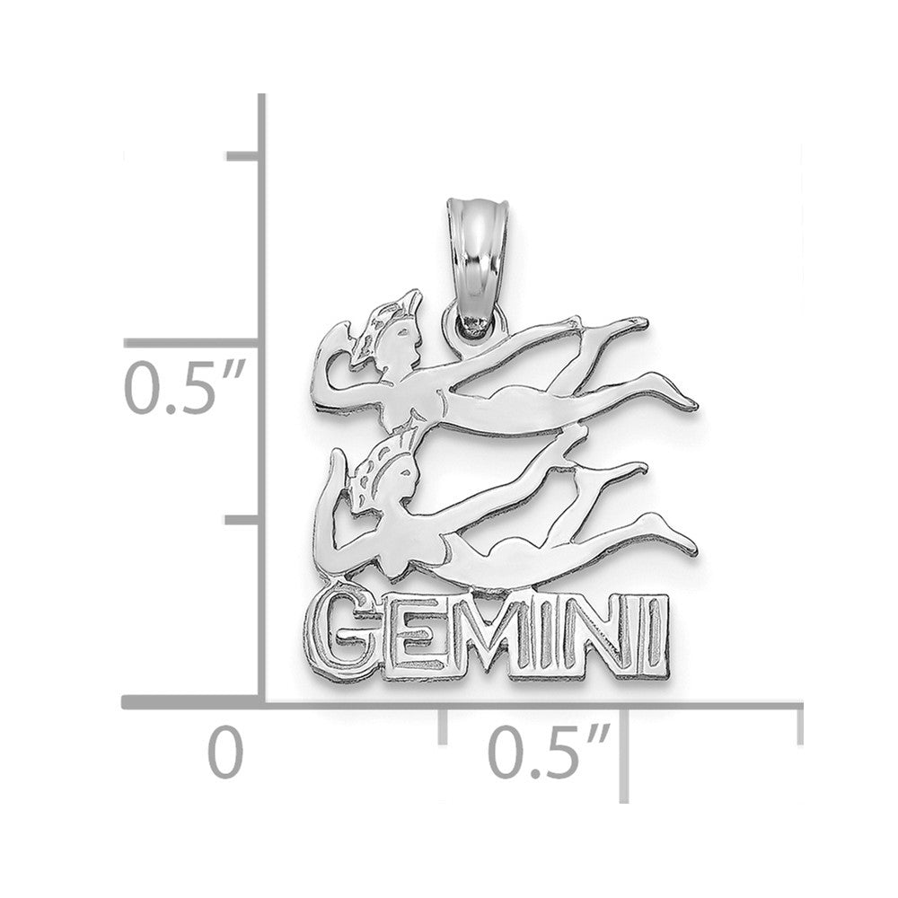 14k White Gold GEMINI Zodiac Charm