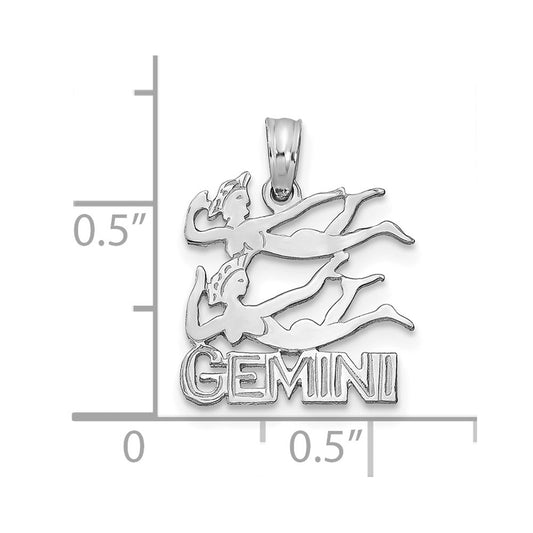 14k White Gold GEMINI Zodiac Charm