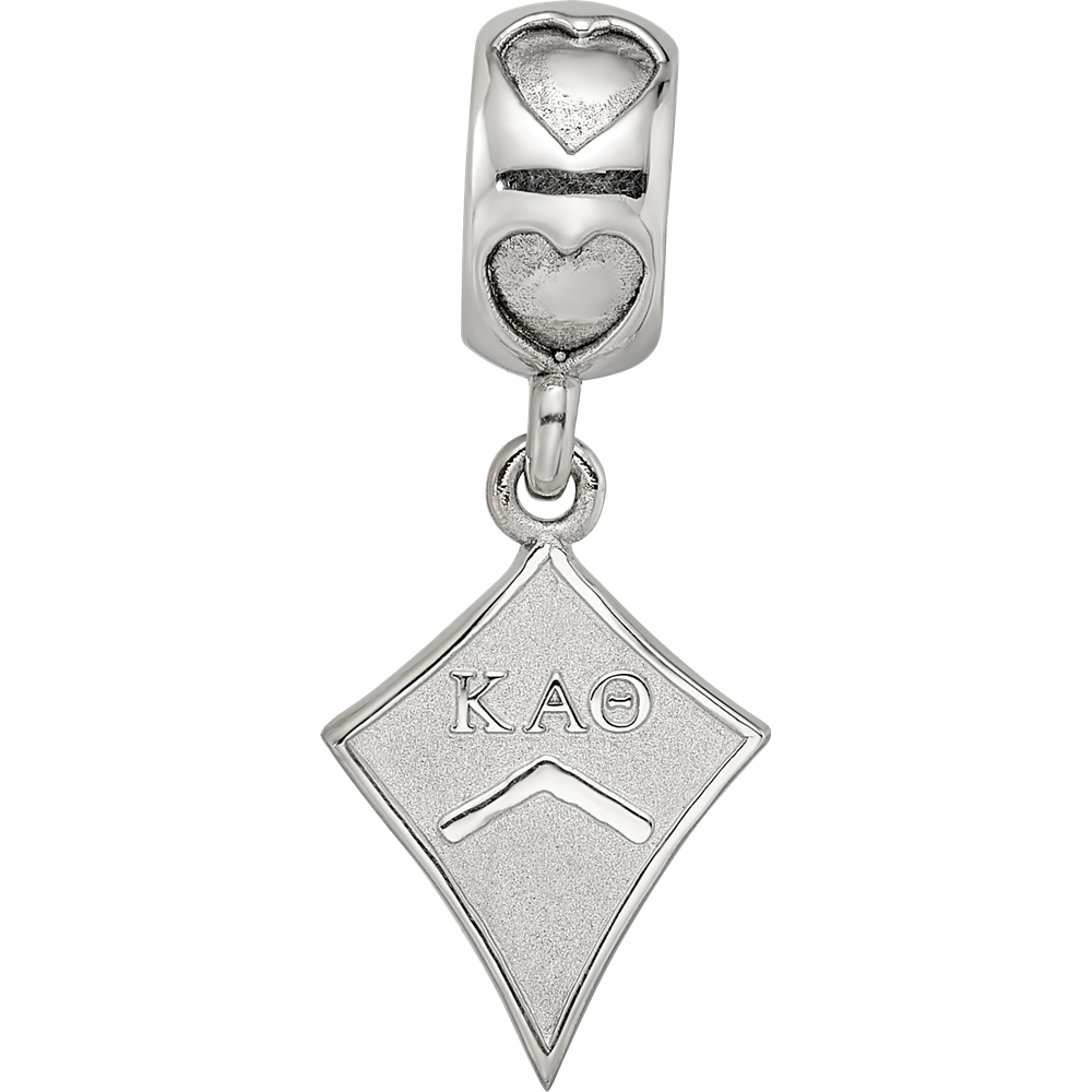 Sterling Silver Rhodium-plated LogoArt Kappa Alpha Theta Kite Heart Bead