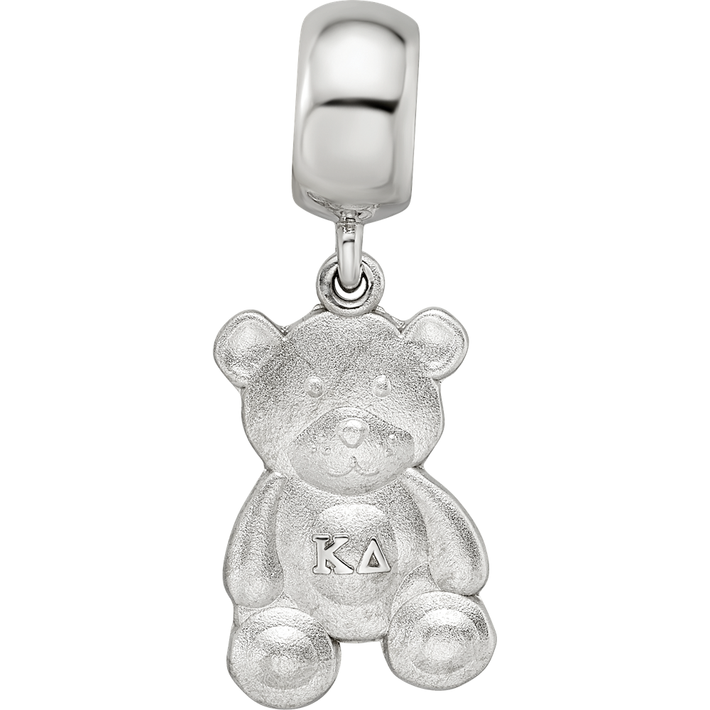 Sterling Silver Rhodium-plated LogoArt Kappa Delta Teddy Bear on Bead
