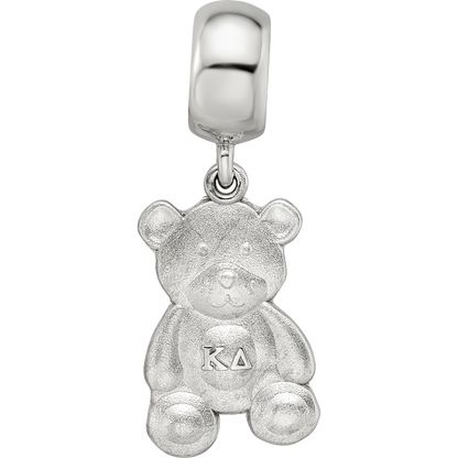 Sterling Silver Rhodium-plated LogoArt Kappa Delta Teddy Bear on Bead