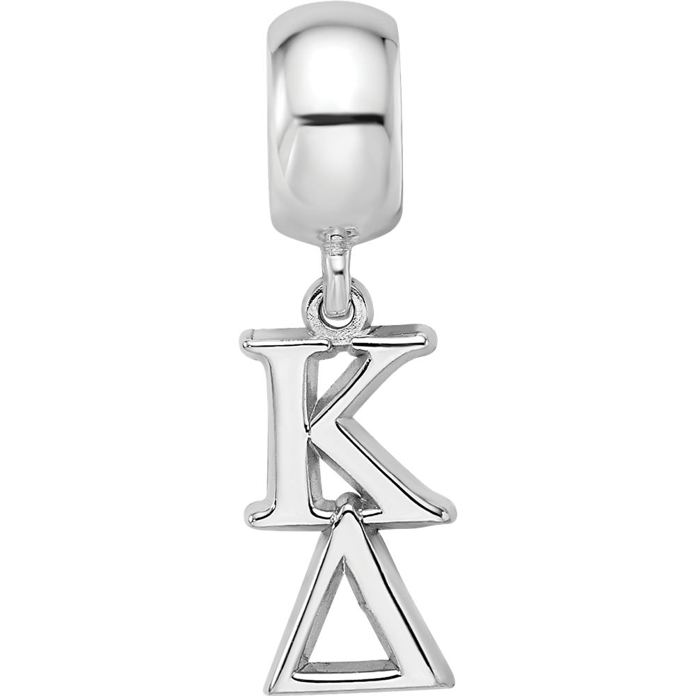 Sterling Silver Rhodium-plated LogoArt Kappa Delta Vertical Letters on Bead