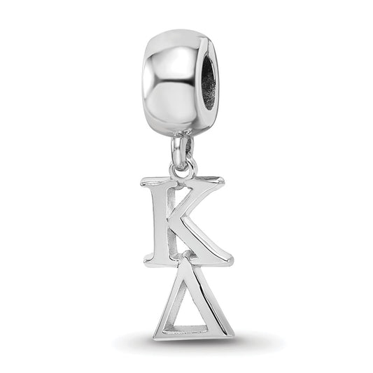 Sterling Silver Rhodium-plated LogoArt Kappa Delta Vertical Letters on Bead