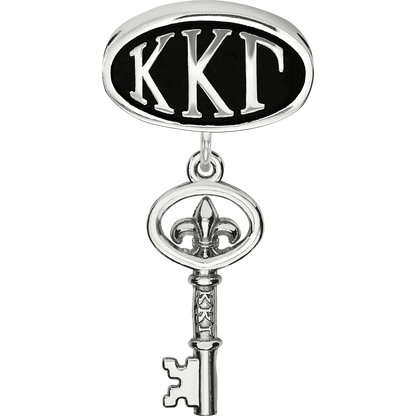 Sterling Silver LogoArt Kappa Kappa Gamma Sorority Greek Letters Enameled Oval with Key Dangle Bead