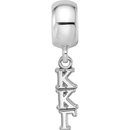 Sterling Silver RH-plate LogoArt Kappa Kappa Gamma Vertical Letter Bead