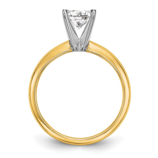 14k Two-Tone 1/4 carat Lightweight Half-Round 4-Prong Round Solitaire Ring Mounting