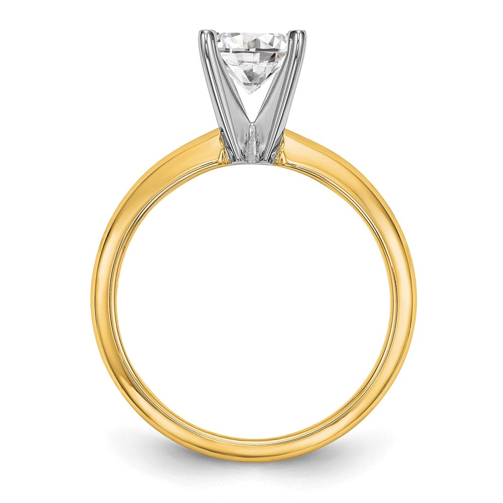 14k Two-Tone 1 carat Lightweight Half-Round 4-Prong Round Solitaire Ring Mounting