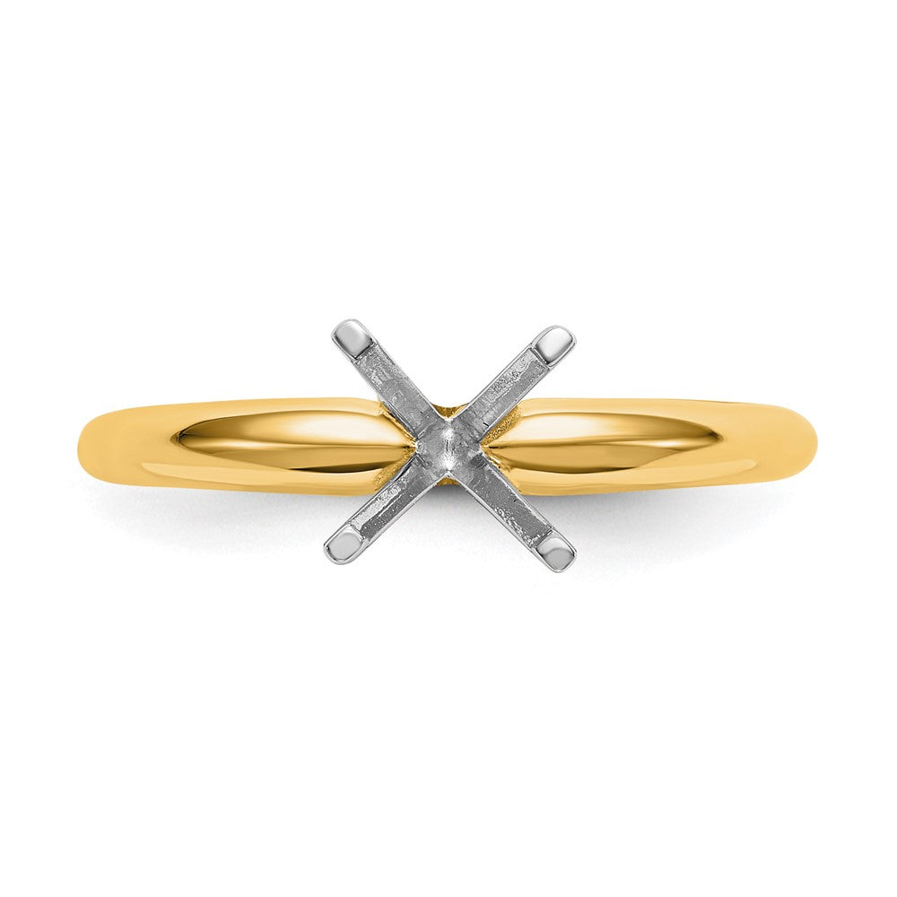 14k Two-Tone 1 carat Lightweight Half-Round 4-Prong Round Solitaire Ring Mounting