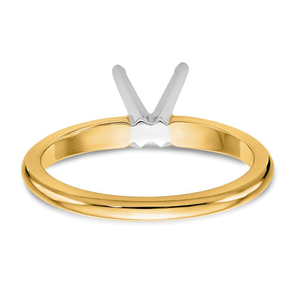 14k Two-Tone 1/8 carat Lightweight Half-Round 4-Prong Round Solitaire Ring Mounting