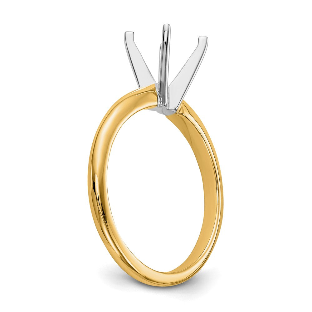 14k Two-Tone 1.25 carat Lightweight Half-Round 4-Prong Round Solitaire Ring Mounting