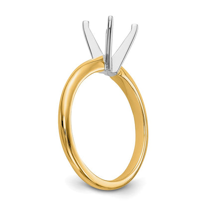 14k Two-Tone 1/8 carat Lightweight Half-Round 4-Prong Round Solitaire Ring Mounting