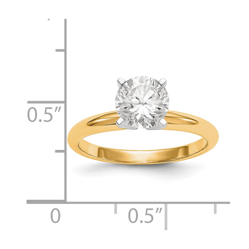 14k Two-Tone 1 carat Lightweight Half-Round 4-Prong Round Solitaire Ring Mounting