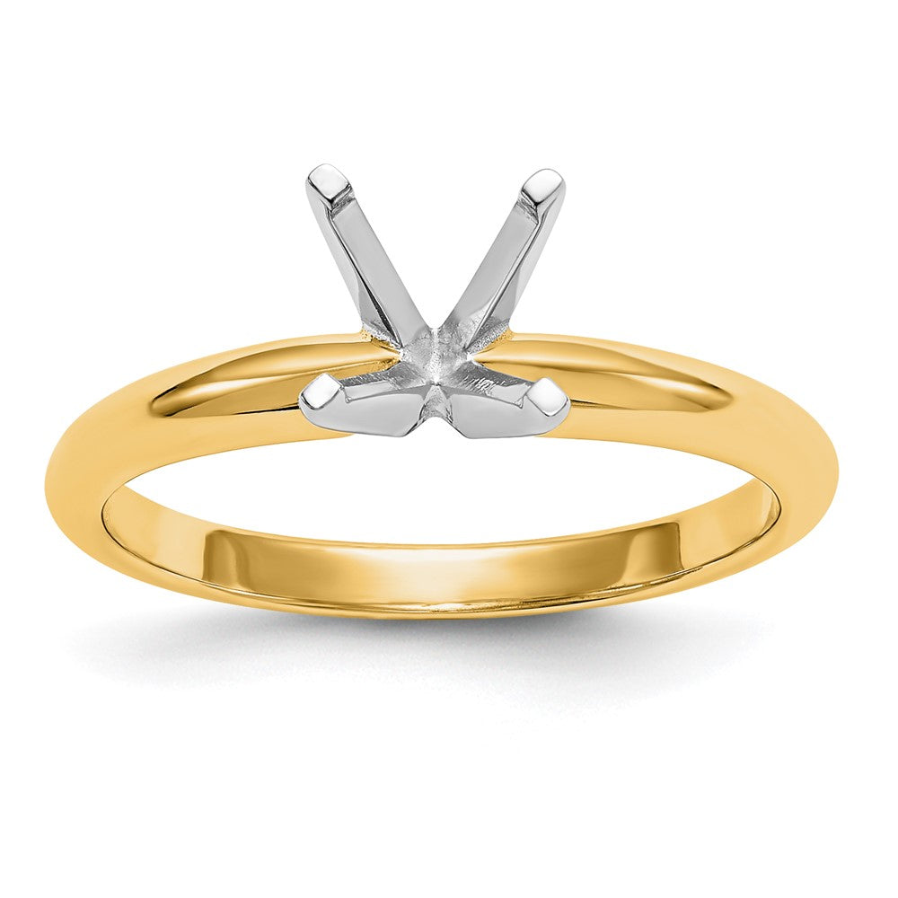 14k Two-Tone 1 carat Lightweight Half-Round 4-Prong Round Solitaire Ring Mounting