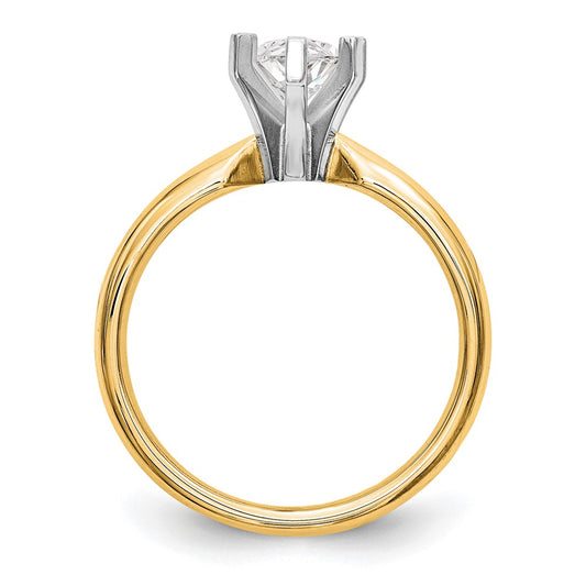 14k Two-Tone 5/8 carat Medium-Weight Comfort-Fit 6-Prong Tulip-Head Marquise Solitaire Ring Mounting