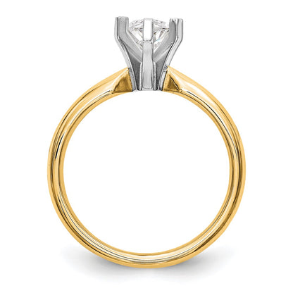 14k Two-Tone 5/8 carat Medium-Weight Comfort-Fit 6-Prong Tulip-Head Marquise Solitaire Ring Mounting