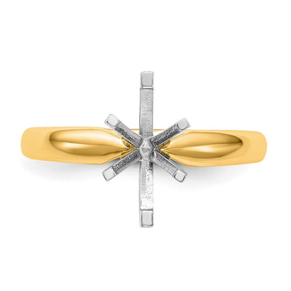 14k Two-Tone 1/2 carat Medium-Weight Comfort-Fit 6-Prong Tulip-Head Marquise Solitaire Ring Mounting
