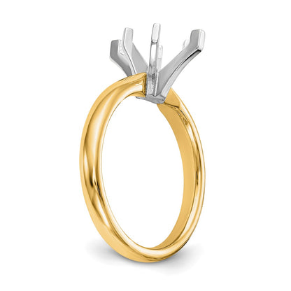 14k Two-Tone 5/8 carat Medium-Weight Comfort-Fit 6-Prong Tulip-Head Marquise Solitaire Ring Mounting