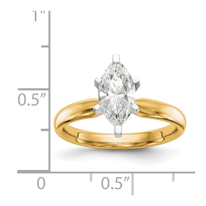 14k Two-Tone 5/8 carat Medium-Weight Comfort-Fit 6-Prong Tulip-Head Marquise Solitaire Ring Mounting
