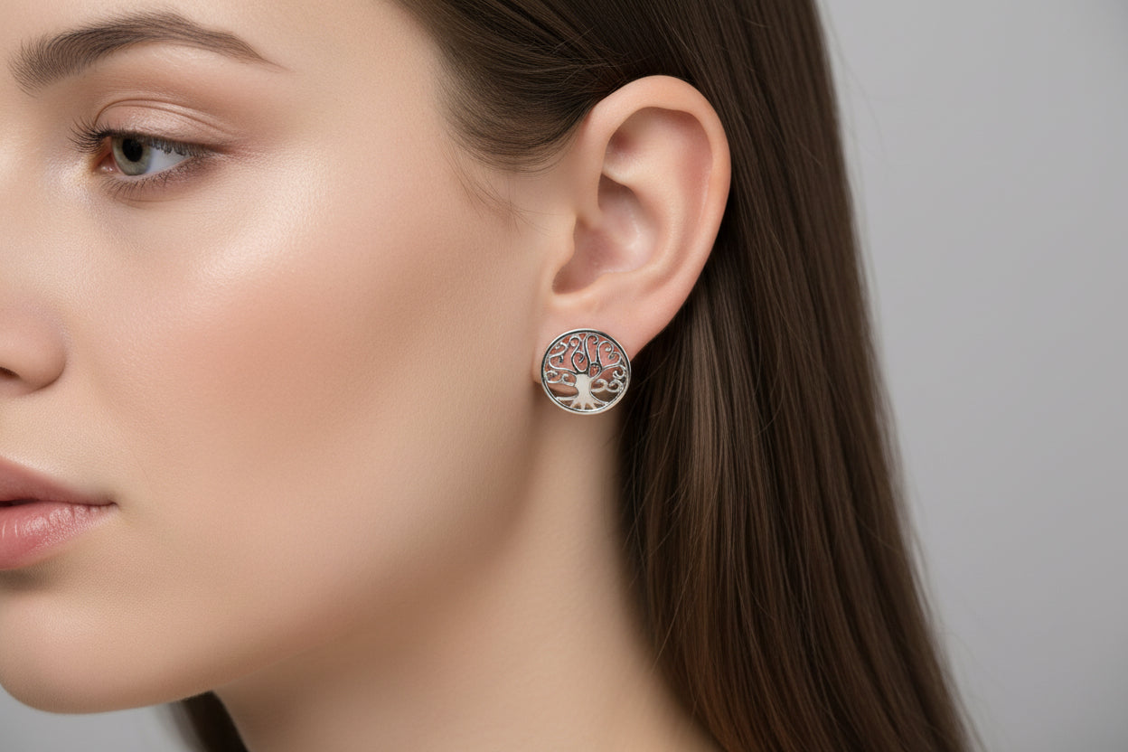 Round Tree-of-Life earrings