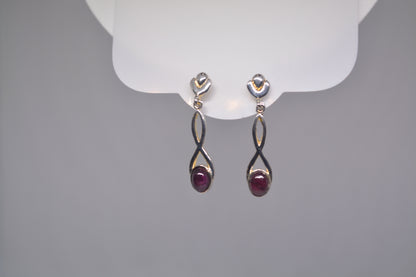 Garnet oval Swirl Earrings