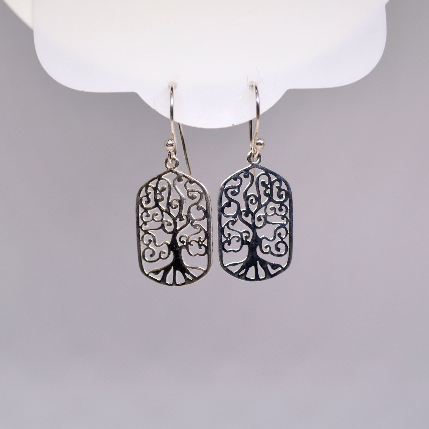 Filigree Tree of Life Drop Dangle Earrings