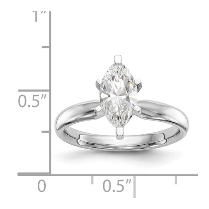 14k White Gold 1/2 carat Medium-Weight Comfort-Fit 6-Prong Tulip-Head Marquise Solitaire Ring Mounting