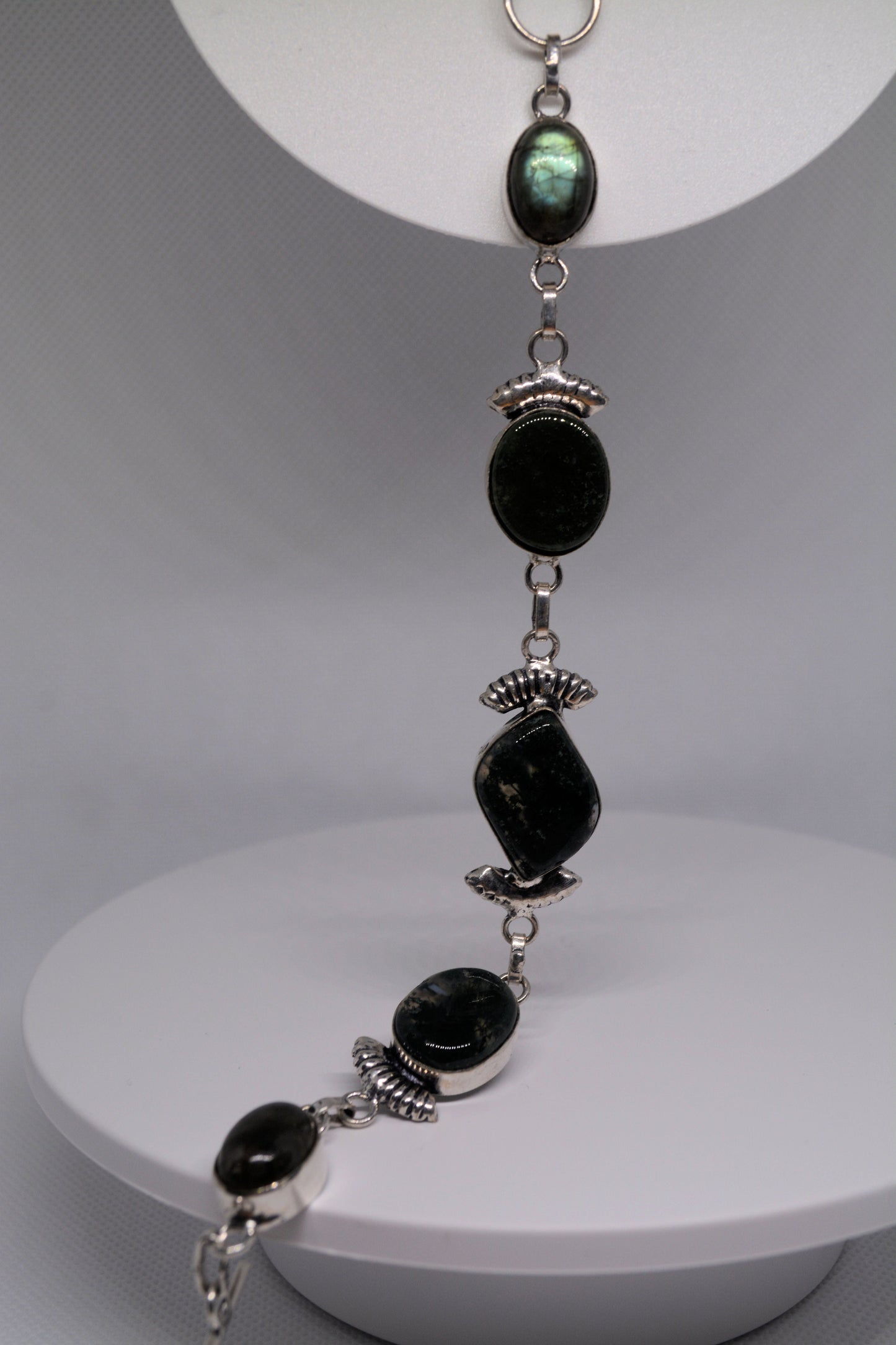 Gemstone and Silver Bracelet