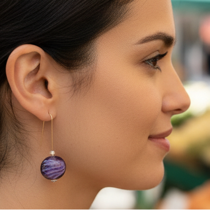 Purple glass earrings