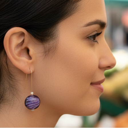 Purple glass earrings