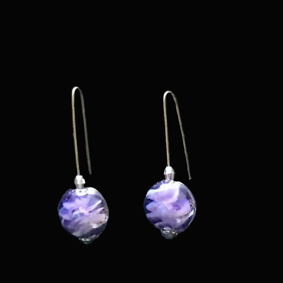 Purple glass earrings