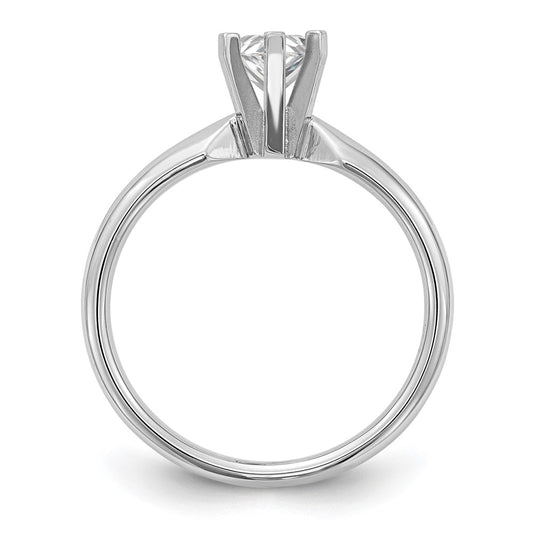 14k White Gold 3/4 carat Medium-Weight Comfort-Fit 6-Prong Tulip-Head Pear Solitaire Ring Mounting