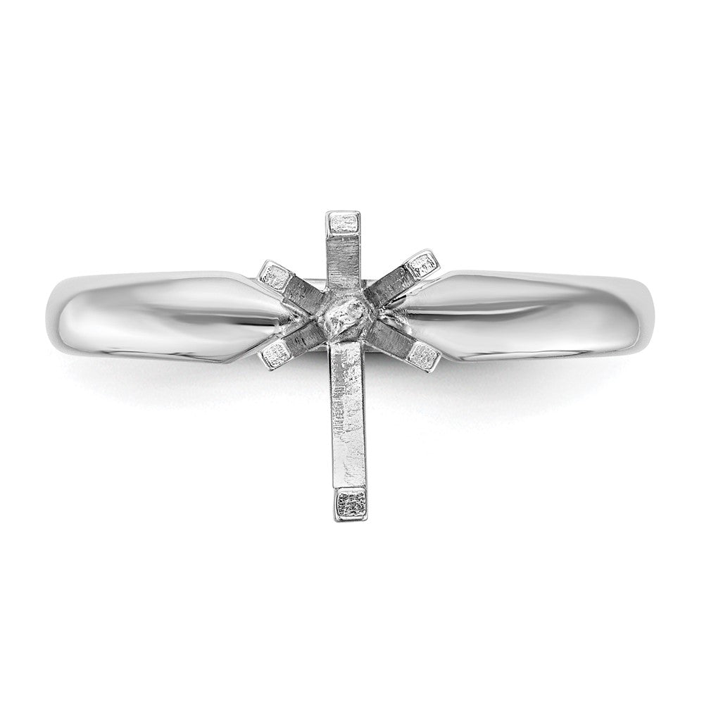 14k White Gold 1 carat Medium-Weight Comfort-Fit 6-Prong Tulip-Head Pear Solitaire Ring Mounting