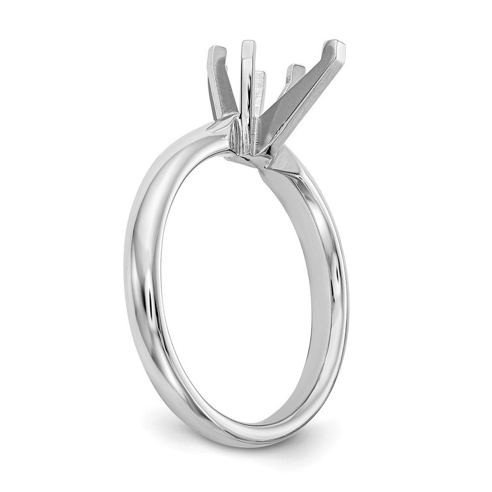 14k White Gold 3/4 carat Medium-Weight Comfort-Fit 6-Prong Tulip-Head Pear Solitaire Ring Mounting