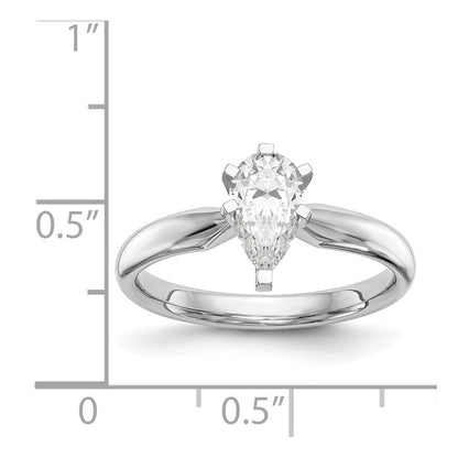 14k White Gold 3/4 carat Medium-Weight Comfort-Fit 6-Prong Tulip-Head Pear Solitaire Ring Mounting